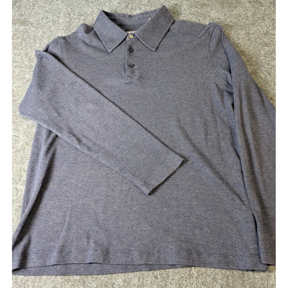Joseph Abboud Polo Shirt Men's Large Blue Long Sleeve 3 Button EUC